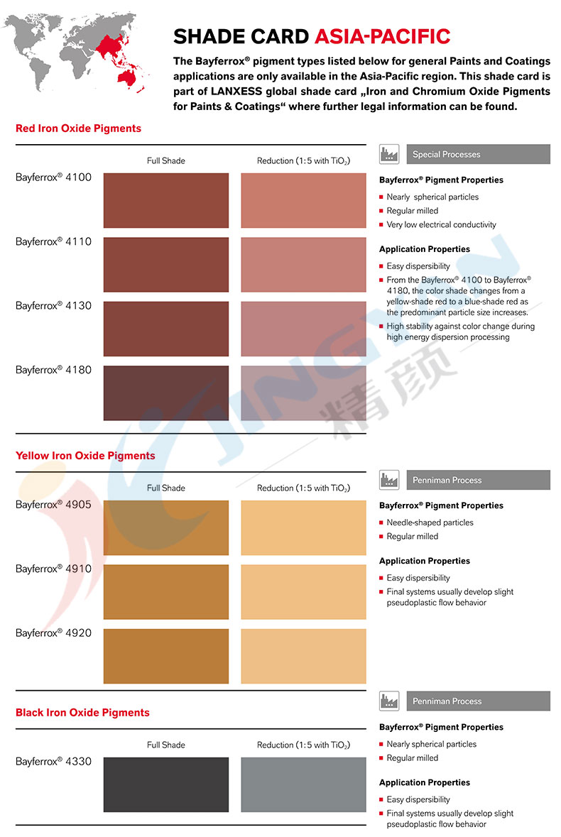 拜耳樂(lè)4100氧化鐵紅顏料色卡