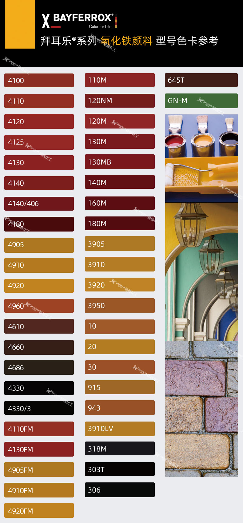 拜耳樂氧化鐵顏料型號色卡參考
