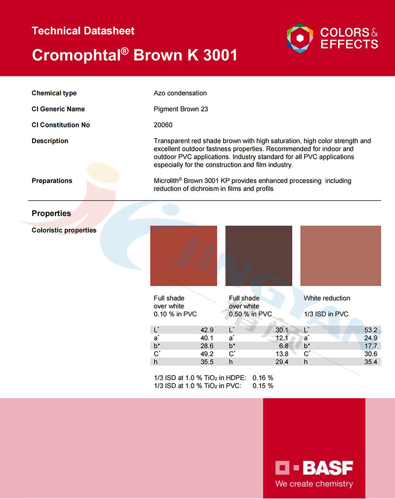 巴斯夫K3001顏料棕TDS報(bào)告