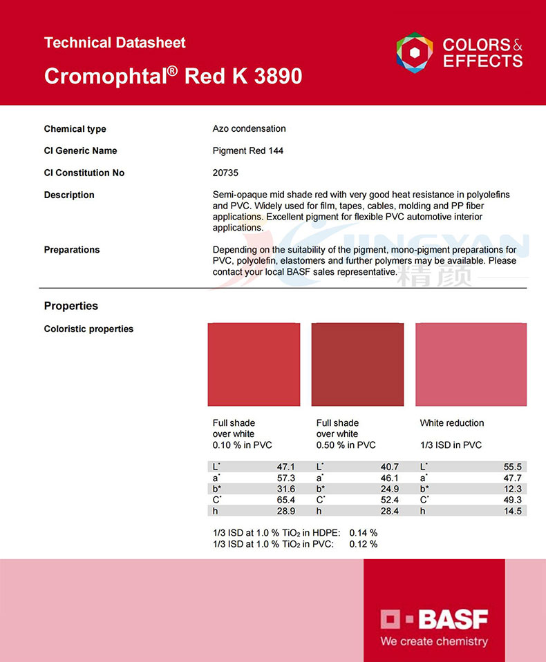 巴斯夫K3890耐高溫塑料顏料紅TDS技術(shù)數(shù)據(jù)表