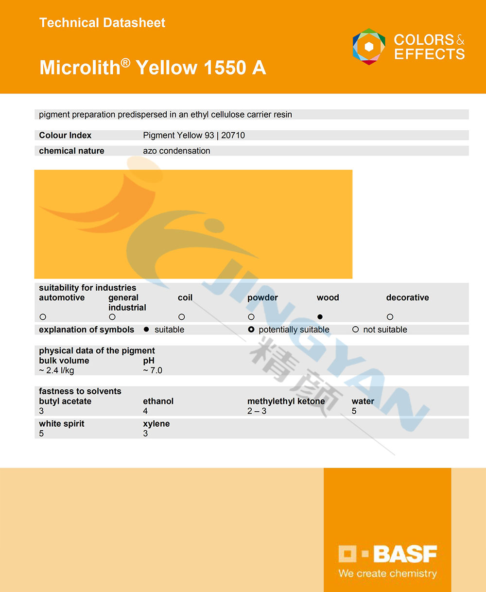 巴斯夫微高力1550A納米顏料TDS技術說明書