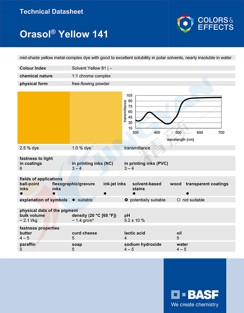巴斯夫奧麗素染料141黃TDS技術(shù)說(shuō)明書(shū)