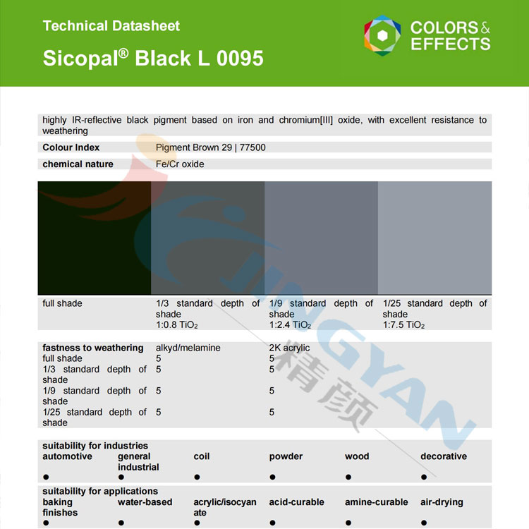 巴斯夫L0095紅外反射顏料BASF Sicopal L0095鐵鉻黑高紅外反射顏料